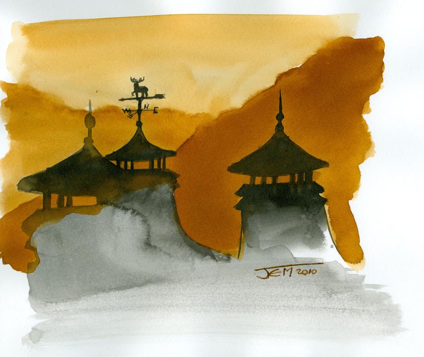 Scotland Distillery Watercolor