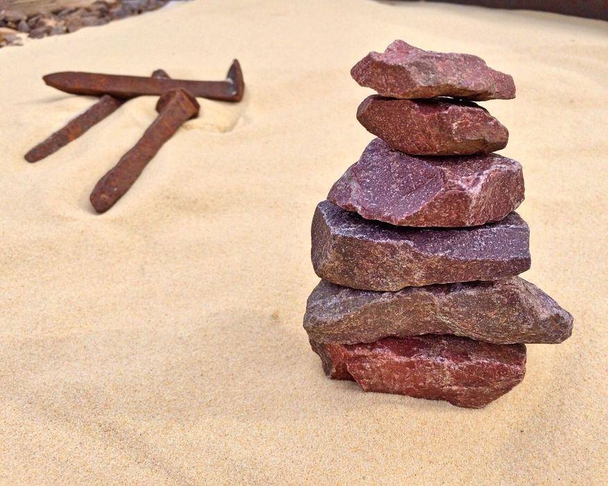 Brown stones stacked on top of each other