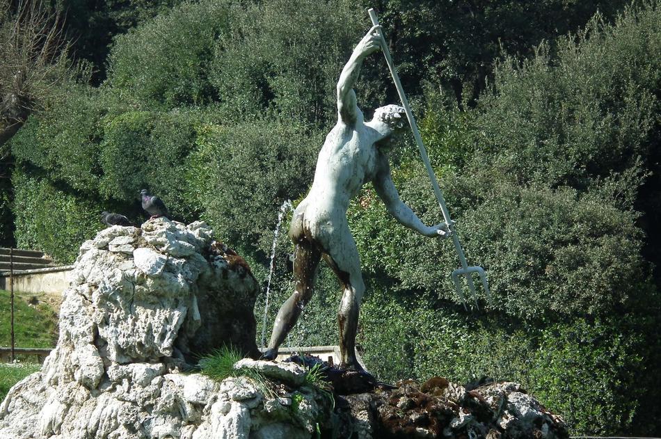 Sculpture of Neptune in Boboli Gardens, Florence, Italy