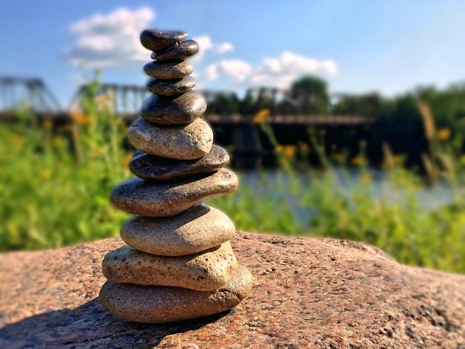 Stones in the form of a tower on the beach