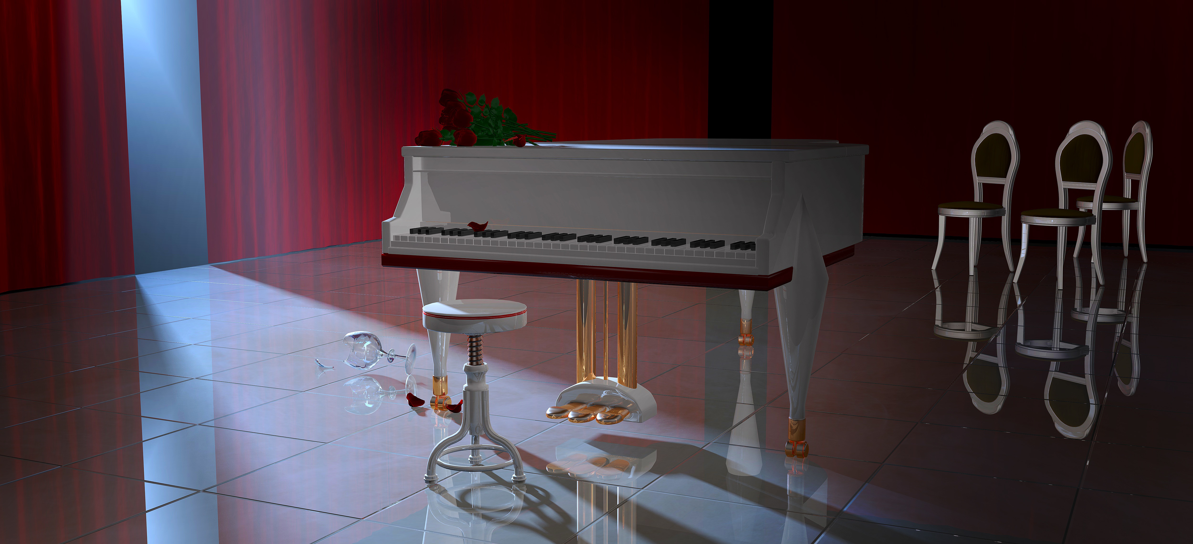 Piano stool overcast curtain free image download