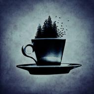 Illustration of a cup with a forest inside