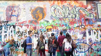 People on graffiti background