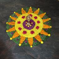 Beautiful and colorful floral decoration at the festival