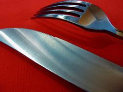 sharp knife and fork