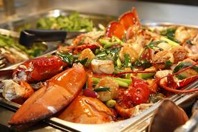 lobsters with vegetables