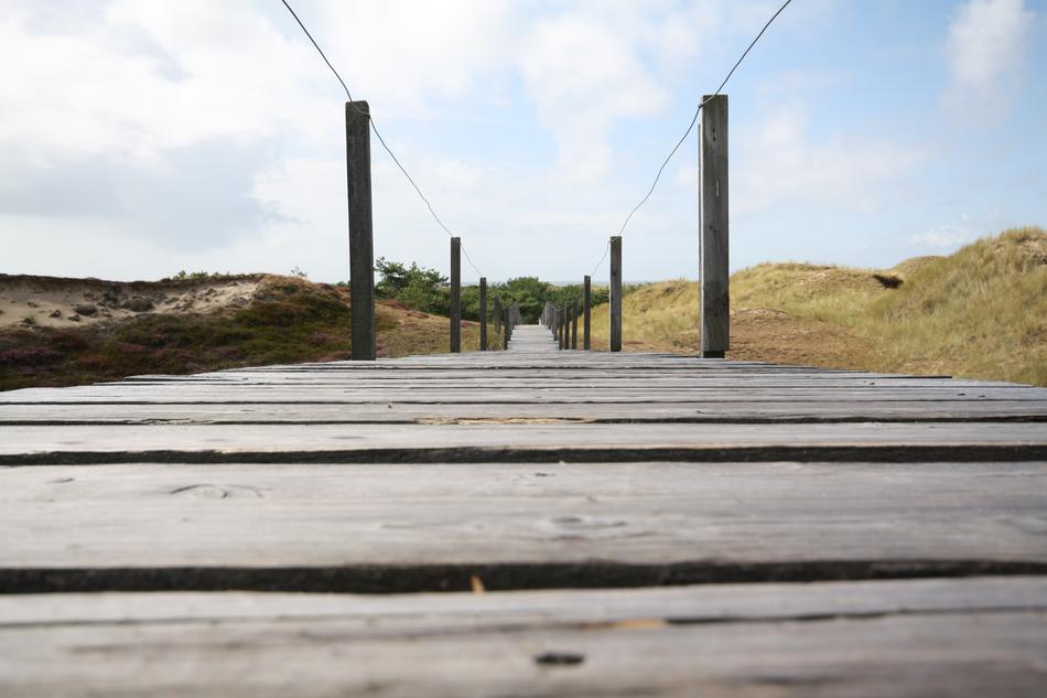 Old rickety wooden bridge