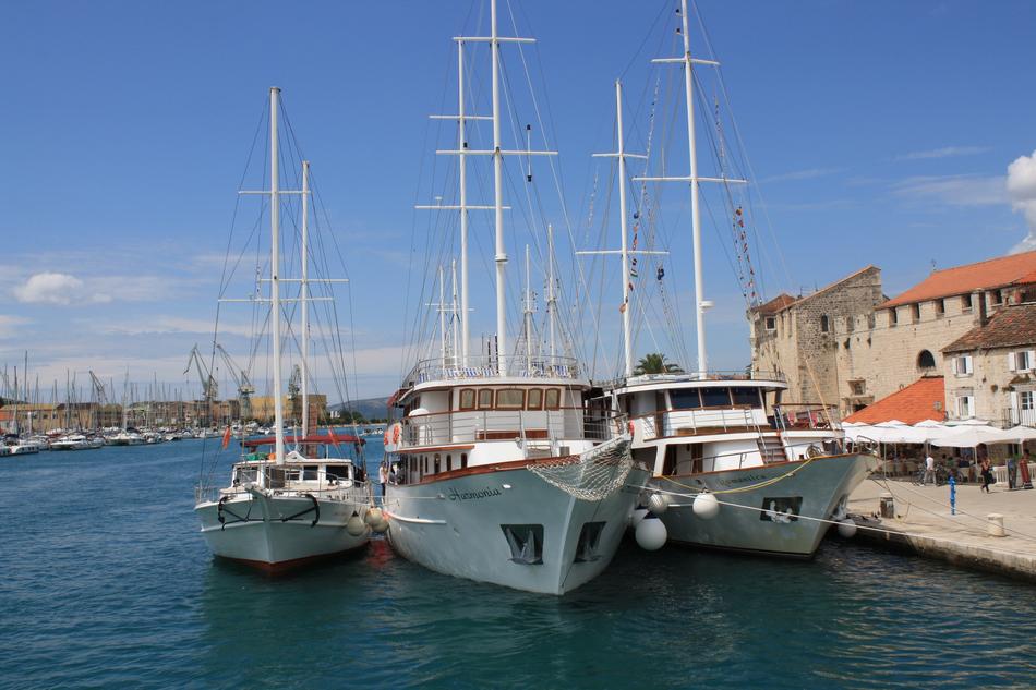white yachts in the harbor