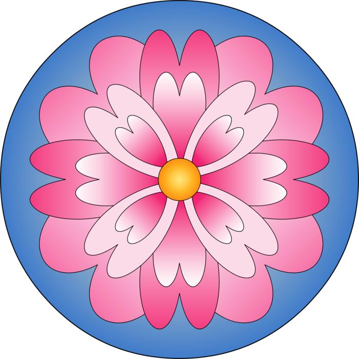 flower pattern on a blue circle