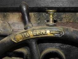 Signature on the iron steering wheel
