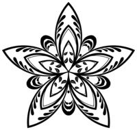 Beautiful, black and white drawing of the flower with shapes, at white background, clipart