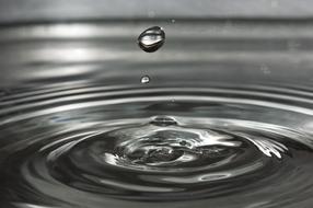 falling drop of water in a lake
