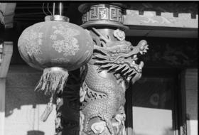 dragon statue and lantern
