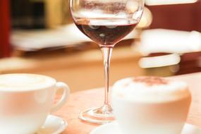 sweet coffee and glass of water