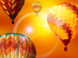 ballons colorful sun sky flying