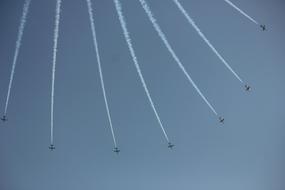 white trail of planes in the sky