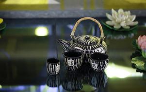 beautiful teapot with cups