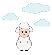 drawing of a lamb against the clouds