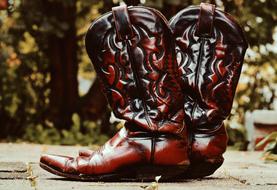 red cowboy boots with a pattern