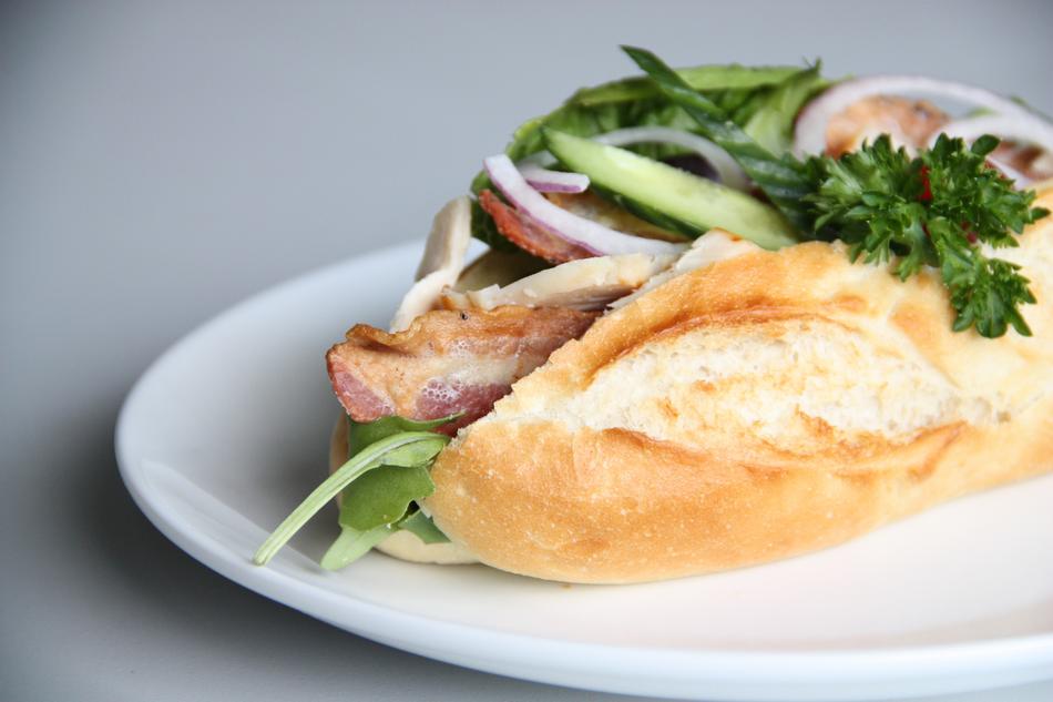 delicious meat and vegetable sandwich