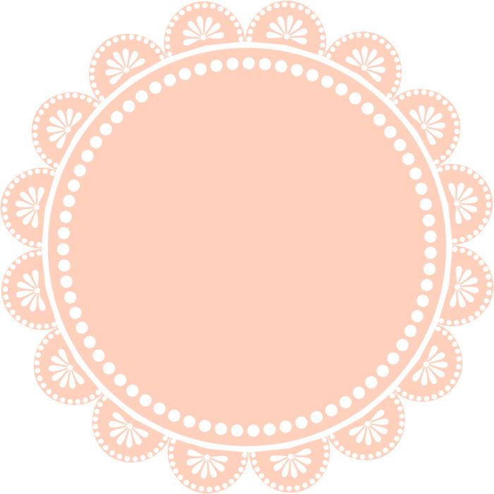 pink round pattern with lace on white background