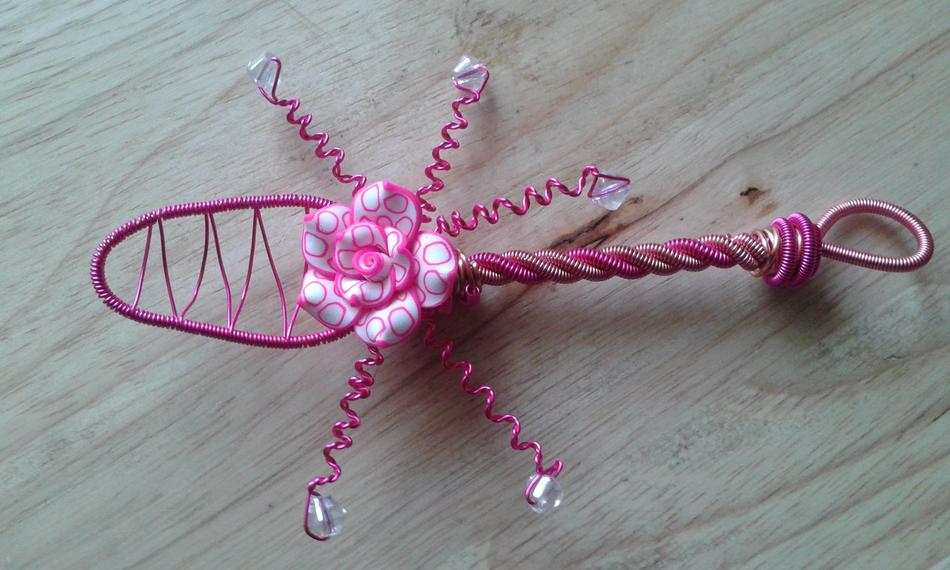 pink Wire Spoon with Flower, decoration