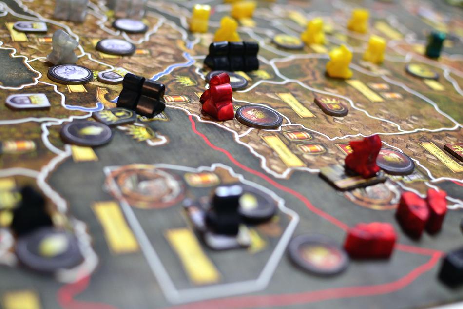 game board with colored figures