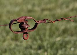 Rusty fence against the grass