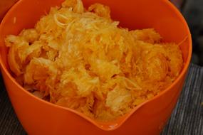 Pumpkin pulp in a bowl
