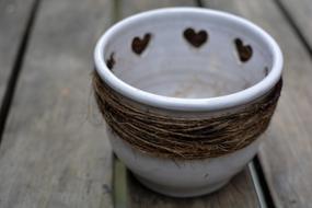 Ceramic pot with hearts pattern