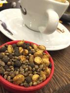 coffee with milk and snack