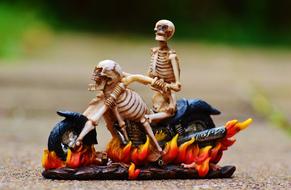 motorcycle toy with a skeleton