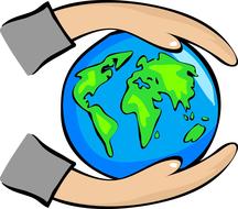 abstract art earth globe hands