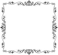 Beautiful, black and white, vintage frame, at white background, clipart