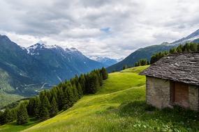 old stone building in the meadow