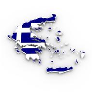 split map of greece in color