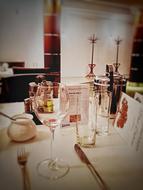 cutlery with glasses on the table