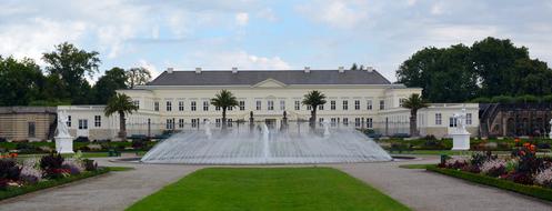 fountains decorating the courtyard