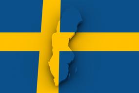 map with the swedish flag