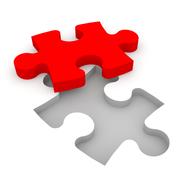 red puzzle on a white background