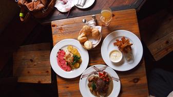 delicious dinner on the table of meat
