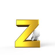 sitting man on the letter z