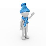 model of a man in a hat and scarf