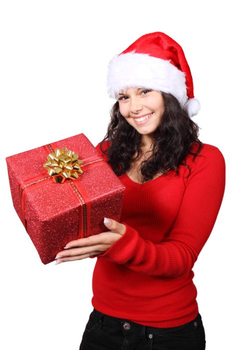 girl with a red gift box