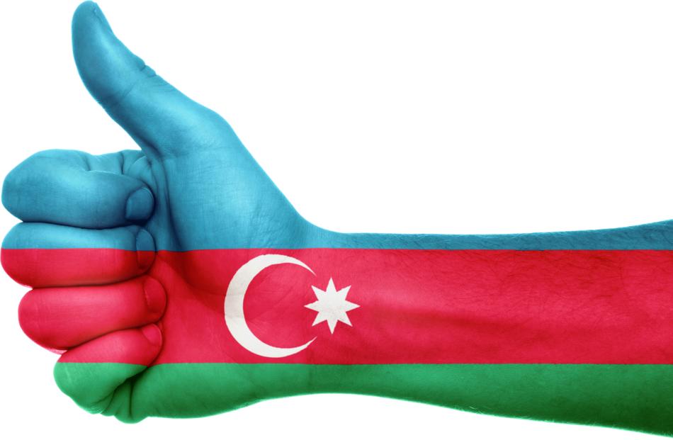 azerbaijan flag hand national