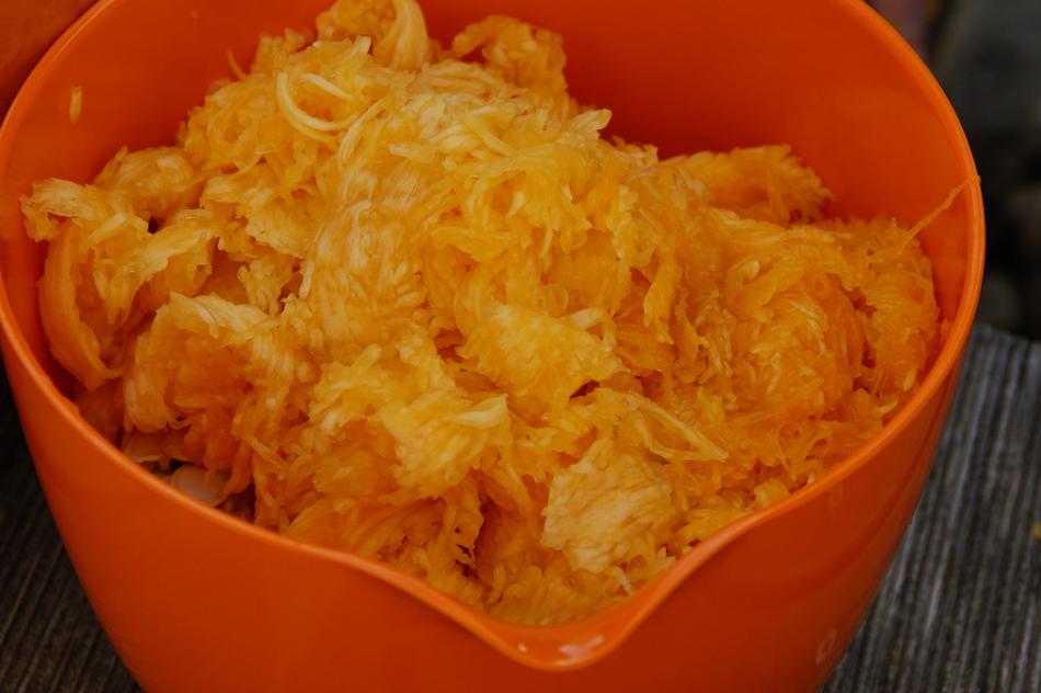 Pumpkin pulp in a bowl