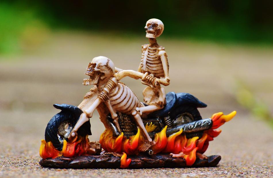 motorcycle toy with a skeleton