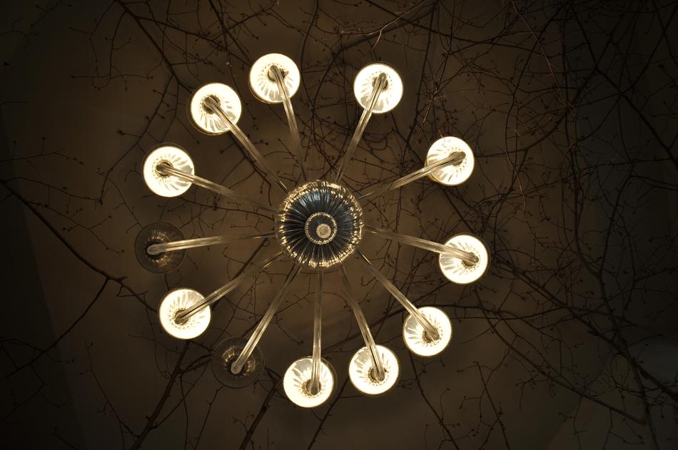 luminous chandelier on the ceiling