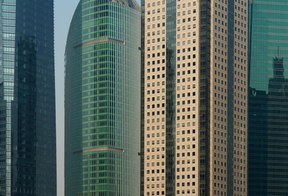 glass tall buildings of the city
