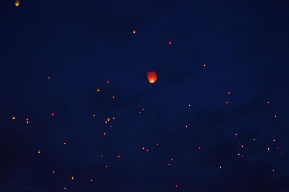 burning candles on the ceiling